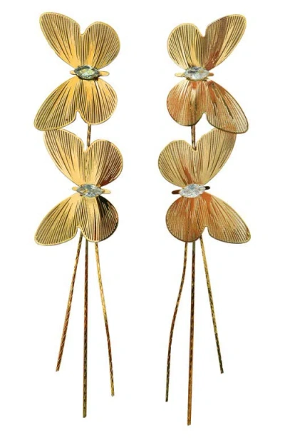 Panacea Butterfly Linear Drop Earrings In Gold