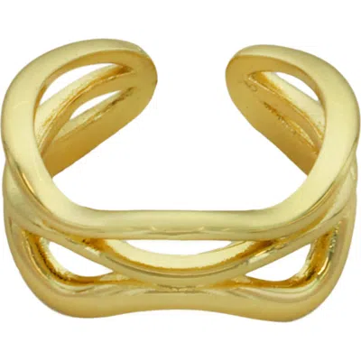 Panacea Caged Adjustable Open Band Ring In Gold