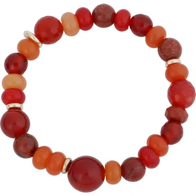 Panacea Carnelian Stone Stretch Bracelet In Orange