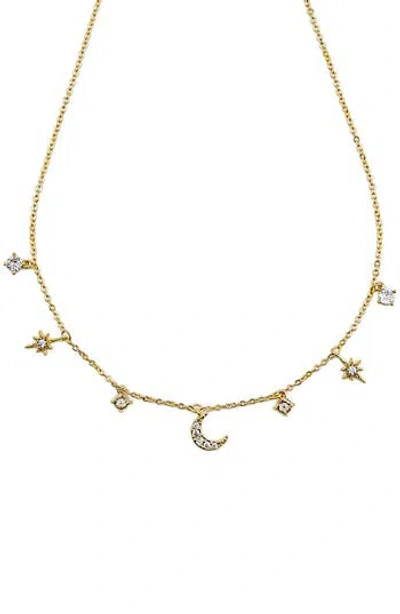 Panacea Celestial Mini Moon & Star Charm Necklace
