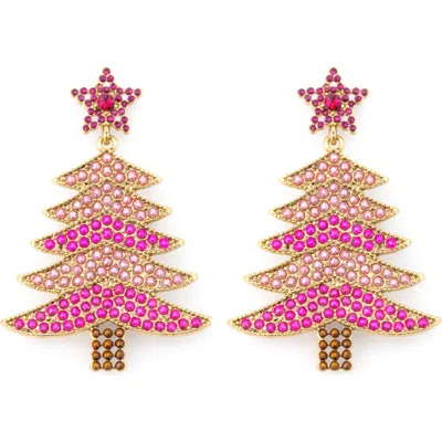 Panacea Christmas Tree Drop Earrings In Pink
