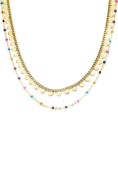 Panacea Circle Chain Layered Necklace In Red