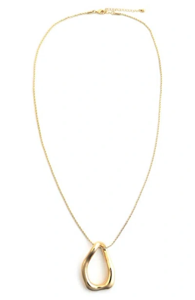 Panacea Circle Pendant Rope Chain Necklace In Gold