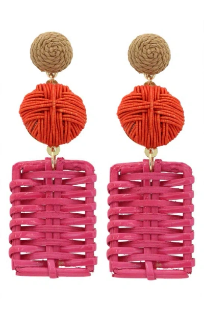 Panacea Circle Rectangle Drop Earrings In Pink