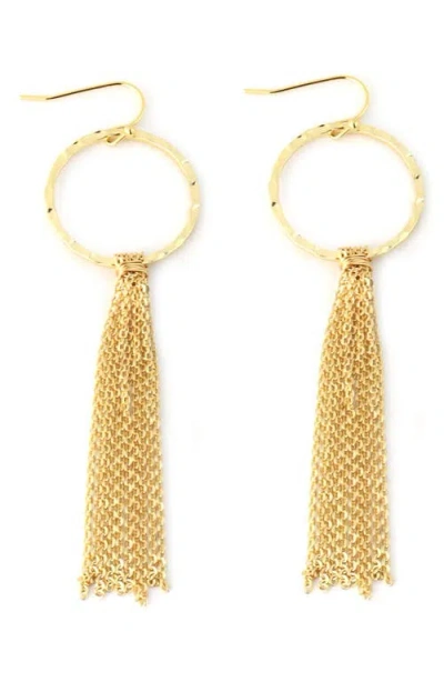Panacea Circle Tassel French Wire Earrings In Gold