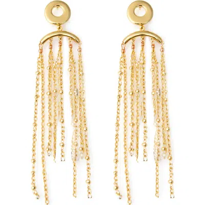 Panacea Circle Top Chain Fringe Earrings In Gold