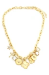 Panacea Clover Charm Necklace In Gold