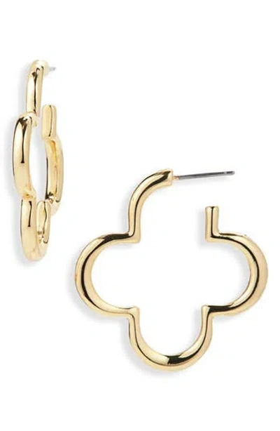 Panacea Clover Hoop Earrings In Gold