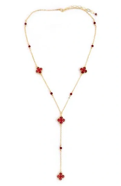 Panacea Clover Station Y-necklace In Gold
