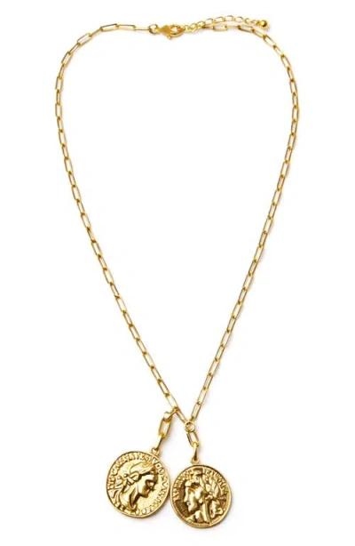 Panacea Coin Pendant Necklace In Gold