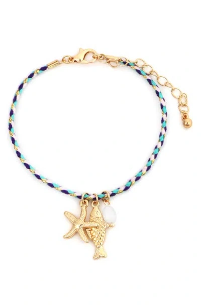 Panacea Cord Charm Bracelet In Gold