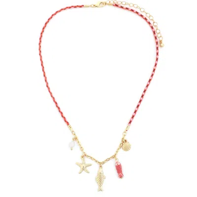 Panacea Cord Sea Life Charm Necklace In Gold