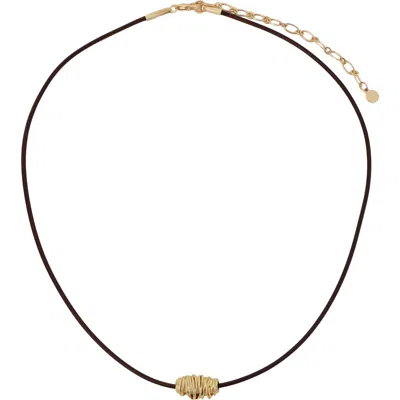 Panacea Cord Slider Pendant Necklace In Brown