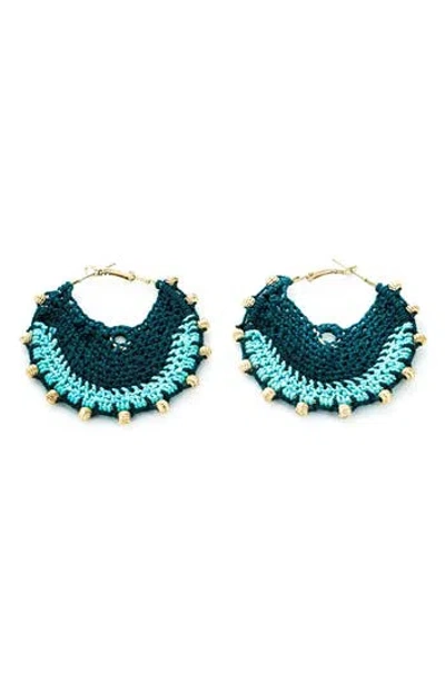 Panacea Crochet Hoop Earrings In Green