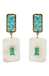 Panacea Crystal Accent Square Drop Earrings In Blue
