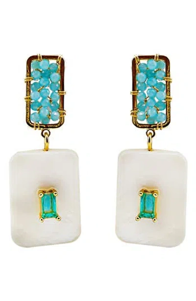 Panacea Crystal Accent Square Drop Earrings In Blue