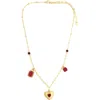 Panacea Crystal & Heart Shaker Necklace In Gold