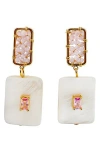 Panacea Crystal & Shell Drop Earrings In Pink