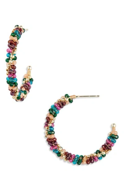 Panacea Crystal Beaded Hoop Earrings