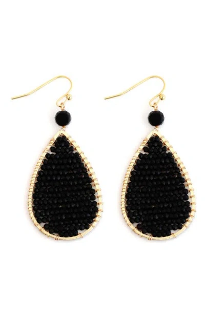 Panacea Crystal Beaded Teardrop Earrings In Black