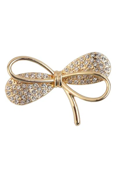 Panacea Crystal Bow Brooch In Gold