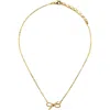 Panacea Crystal Bow Pendant Necklace In Gold