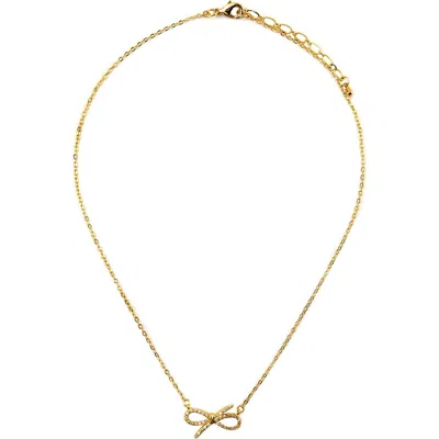 Panacea Crystal Bow Pendant Necklace In Gold