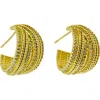 Panacea Crystal Braided Row Hoop Earrings In Gold
