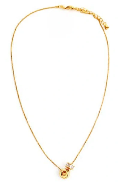 Panacea Crystal Circle Pendant Necklace In Gold