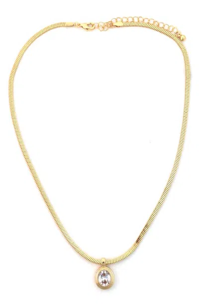 Panacea Crystal Circle Pendant Necklace In Gold