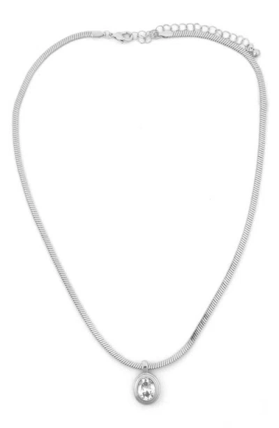 Panacea Crystal Circle Pendant Necklace In Silver
