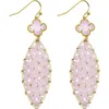Panacea Crystal Clover Beaded Marquise Drop Earrings In Pink
