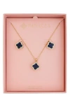 Panacea Crystal Clover Halo Stud Earrings & Pendant Necklace Set In Multi