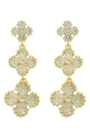 Panacea Crystal Clover Linear Drop Earrings In Gold