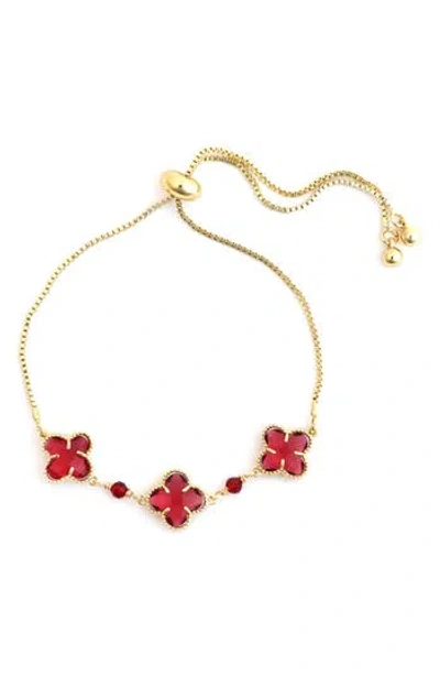Panacea Crystal Clover Slider Bracelet In Gold