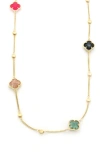 PANACEA CRYSTAL CLOVER STATION NECKLACE