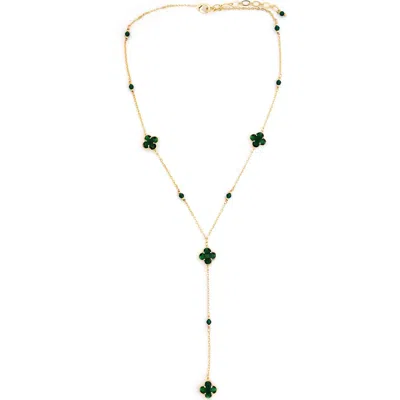 Panacea Crystal Clover Station Y-necklace In Gold