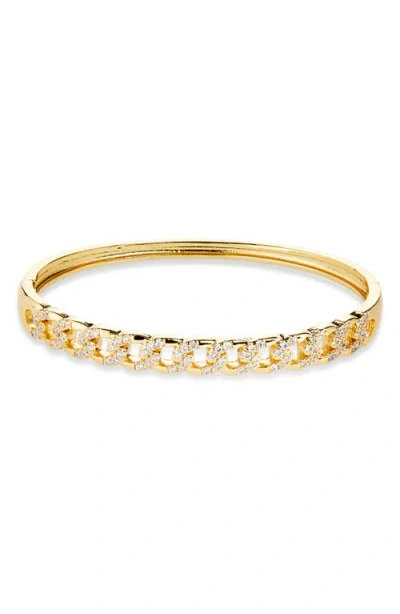 Panacea Crystal Curb Hinge Bangle In Gold