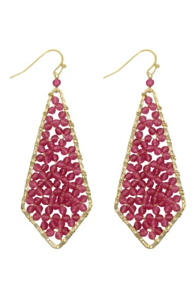 Panacea Crystal Diamond Drop Earrings In Pink