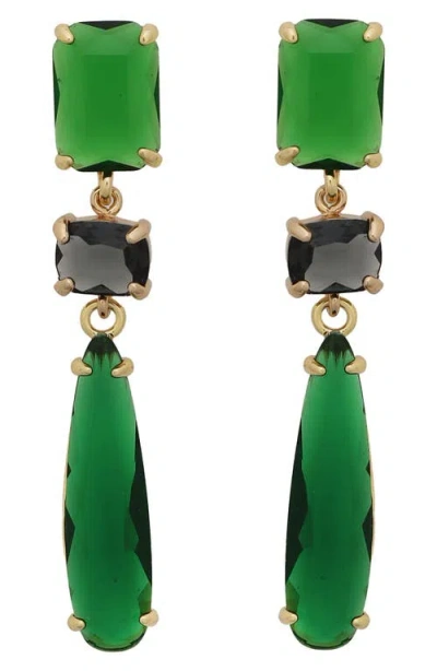 Panacea Crystal Drop Earrings In Green