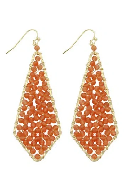 Panacea Crystal Drop Earrings In Orange