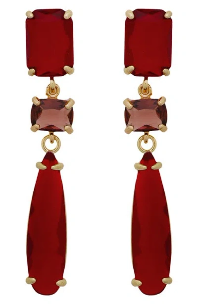 Panacea Crystal Drop Earrings In Red