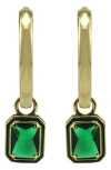 Panacea Crystal Drop Hoop Earrings In Green