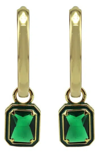 Panacea Crystal Drop Hoop Earrings In Green