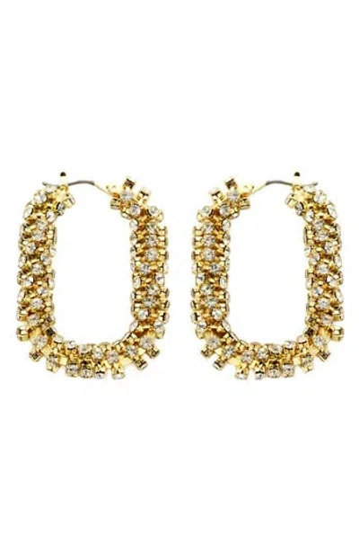 Panacea Crystal Encrusted Hoop Earrings In Gold