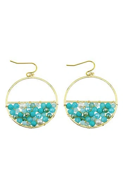 Panacea Crystal Faux Pearl Half Fill Drop Earrings In Blue