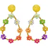 Panacea Crystal Flower Teardrop Drop Earrings In Gold Multi