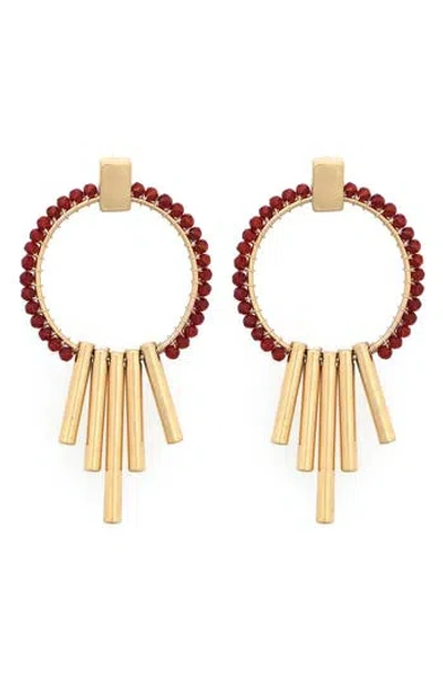 Panacea Crystal Frontal Hoop Earrings In Gold