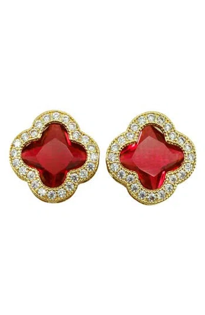 Panacea Crystal Halo Clover Stud Earrings