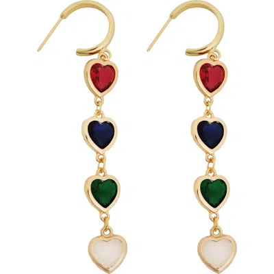 Panacea Crystal Heart Linear Drop Earrings In Gold